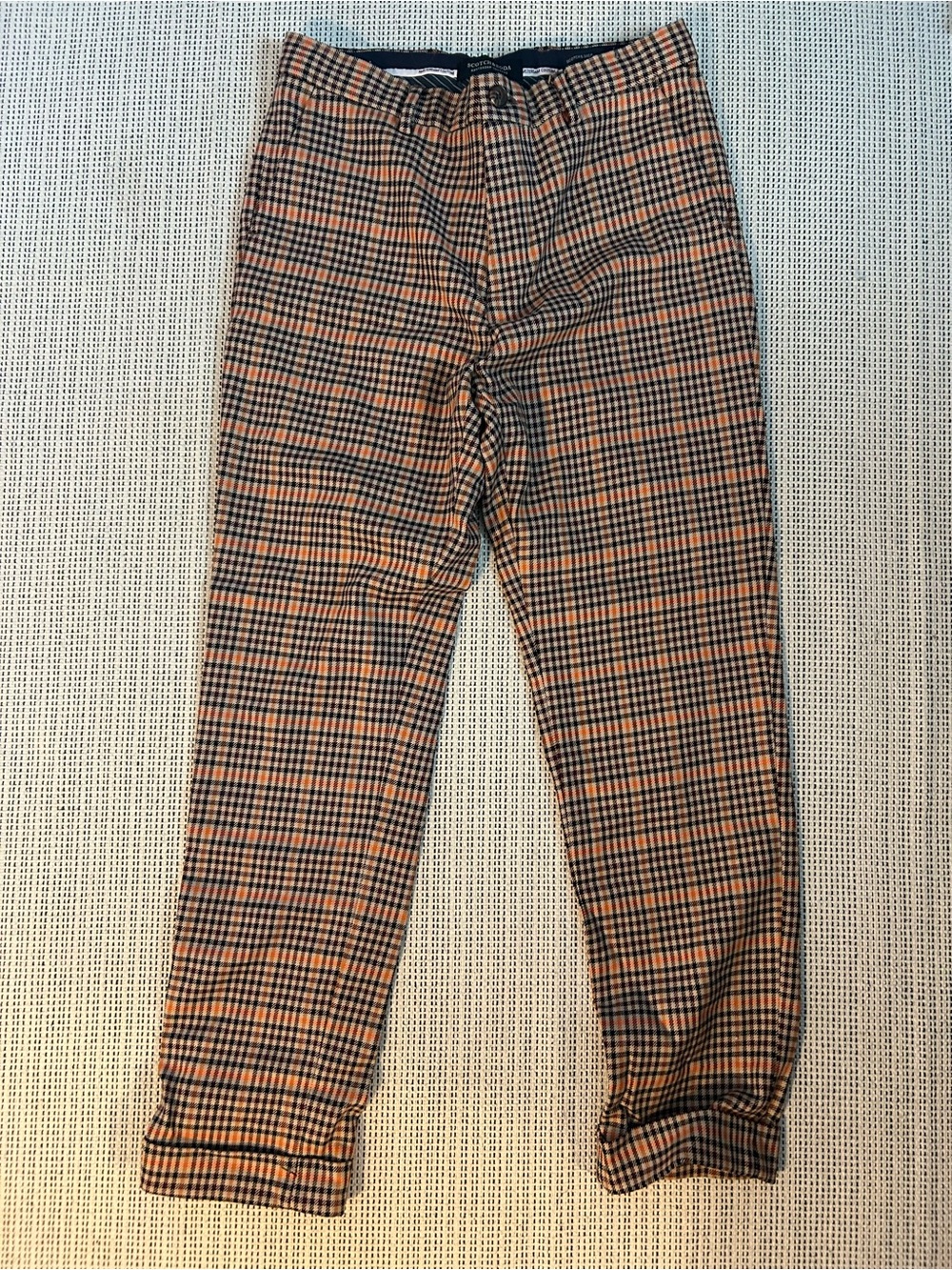 Scotch & Soda Orange and Black Plaid Men’s Pants